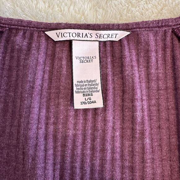 Victoria's Secret Romper Pajama Size L Burgundy Loungewear Ribbed Henley Style - Picture 7 of 13